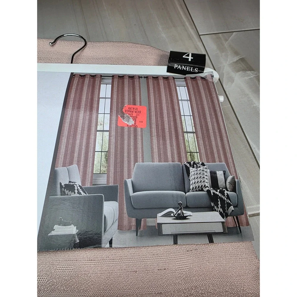 Preston Collection 4 Pack Textured‎ Grommet Window Curtain Panels 38x84 Mauve S4